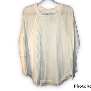 24/7 Maurice’s Womens Soft Wayside Waffle Knot Ecru/Cream Tunic Size Small